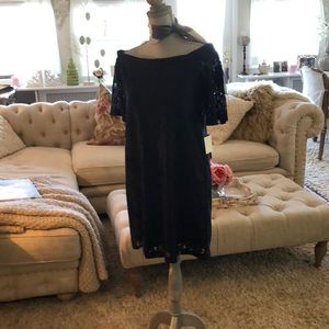 Donna Morgan off the shoulder dress navy